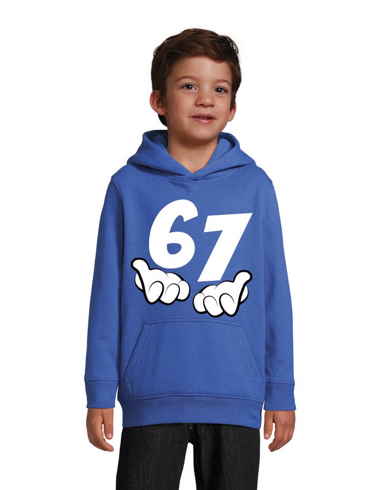 Youth Designz Kapuzenpullover Kinder Hoodie Kapuzenpullover "67" lustig Fun-Print Statement Geschenk mit witzigen und humorvollen Aufdruck für Jungen und Mädche – Bild 2 von 5
