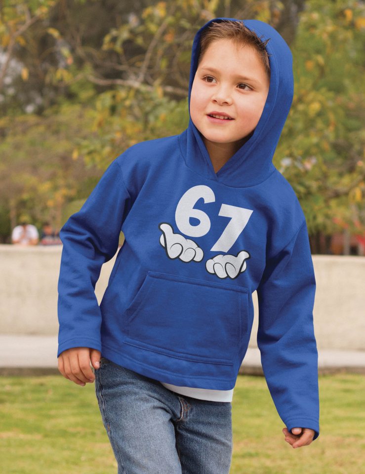 Youth Designz Kapuzenpullover Kinder Hoodie Kapuzenpullover "67" lustig Fun-Print Statement Geschenk mit witzigen und humorvollen Aufdruck für Jungen und Mädche – Bild 4 von 5