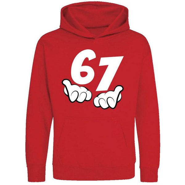 Youth Designz Kapuzenpullover Kinder Hoodie Kapuzenpullover "67" lustig Fun-Print Statement Geschenk mit witzigen und humorvollen Aufdruck für Jungen und Mädche