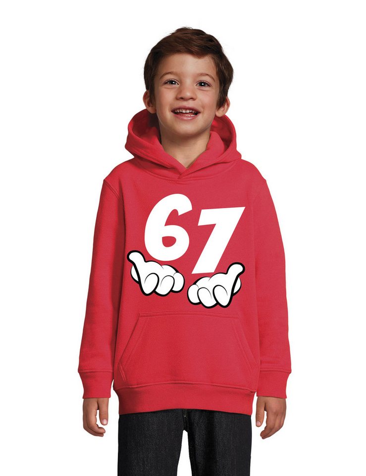 Youth Designz Kapuzenpullover Kinder Hoodie Kapuzenpullover "67" lustig Fun-Print Statement Geschenk mit witzigen und humorvollen Aufdruck für Jungen und Mädche – Bild 2 von 5