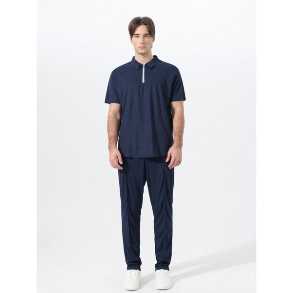 YOUTHUP Sportanzug, Herren Freizeitanzug Poloshirt mit Reißverschluss und Jogginghose
