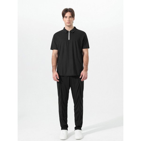 YOUTHUP Sportanzug, Herren Freizeitanzug Poloshirt mit Reißverschluss und Jogginghose