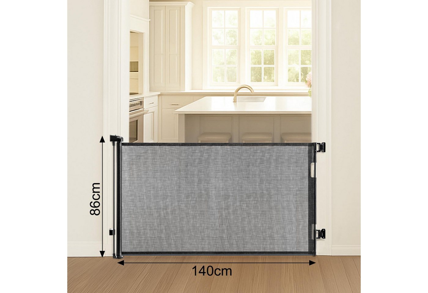 Youyijia Bettschutzgitter Treppenschutzgitter, 140 cm Babyschutzgitter, einziehbares – Bild 2 von 5