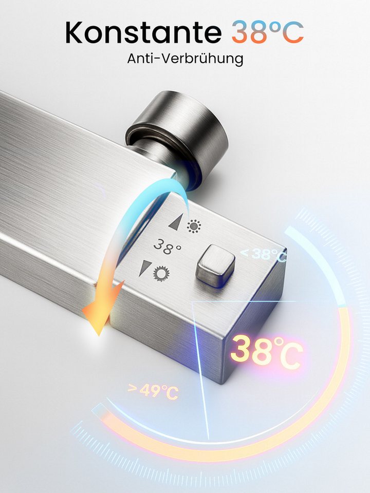 Youyijia Duschsystem Duschsystem mit Thermostat, Duscharmatur Komplettset schwarz – Bild 4 von 5