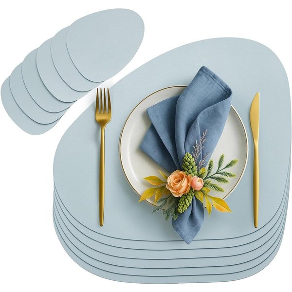 Youyijia Platzset 6er Set Tischset aus Leder-Imitat, Starke rutschfeste
