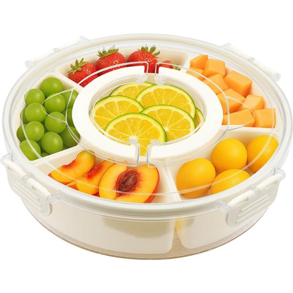 Youyijia Snackschale Snackschale mit Deckel, 6 Fächer (Nicht spülmaschinengeeignet), Plastik