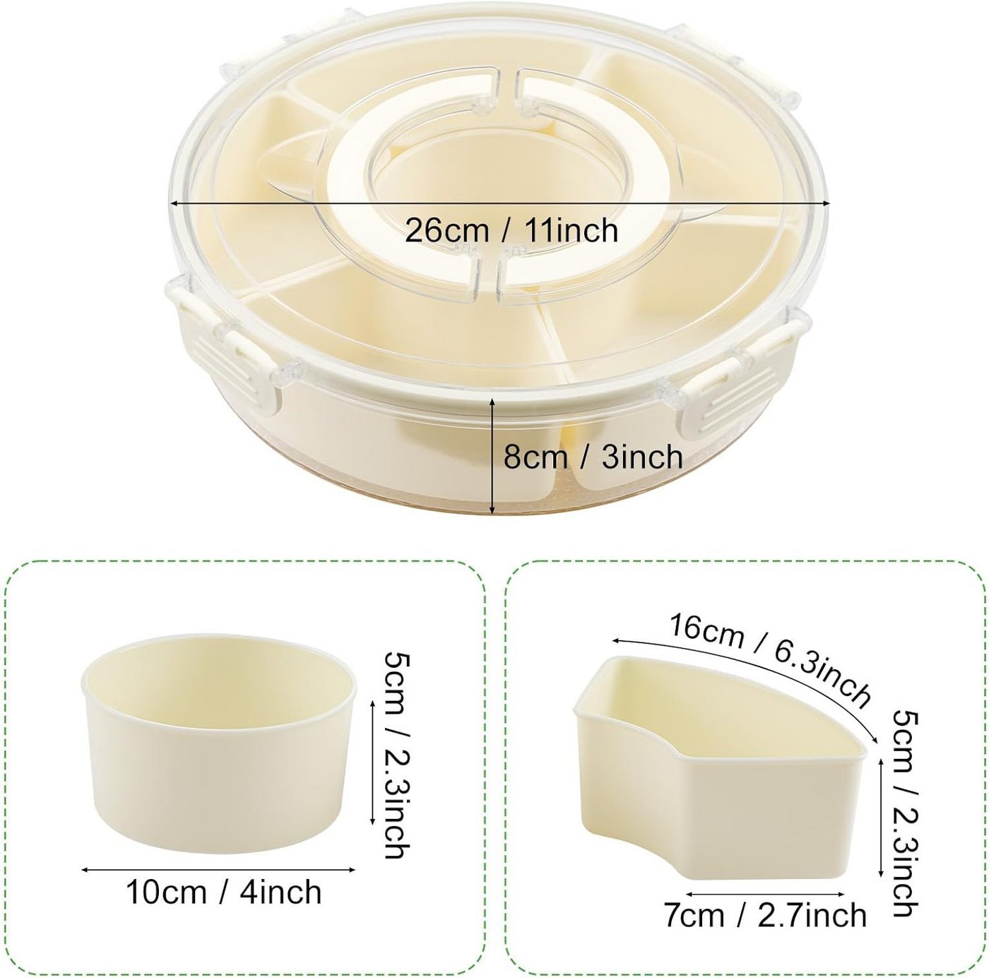 Youyijia Snackschale Snackschale mit Deckel, 6 Fächer (Nicht spülmaschinengeeignet), Plastik – Bild 2 von 5