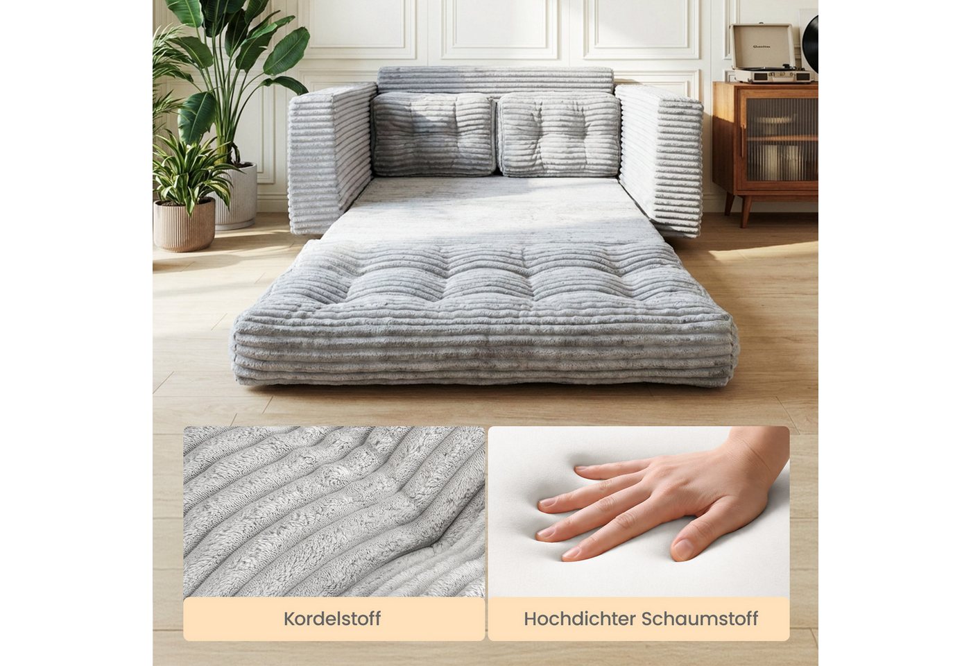 Youyijia Sofa Bodensofa Schlafsofa Bed mit Pillow Back Support Armrest Klappbar Sofa – Bild 3 von 5