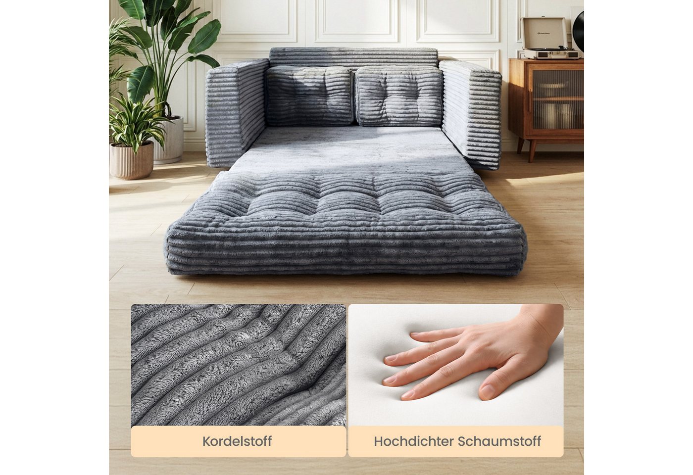Youyijia Sofa Bodensofa Schlafsofa Bed mit Pillow Back Support Armrest Klappbar Sofa – Bild 4 von 4