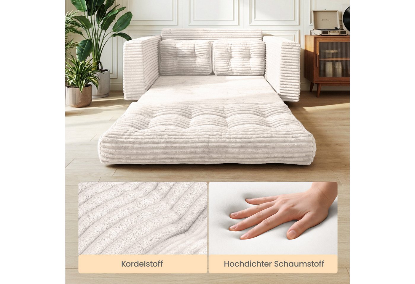 Youyijia Sofa Bodensofa Schlafsofa Bed mit Pillow Back Support Armrest Klappbar Sofa – Bild 4 von 5