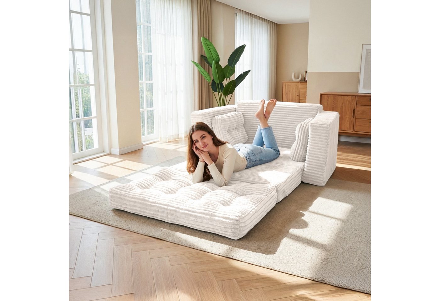 Youyijia Sofa Bodensofa Schlafsofa Bed mit Pillow Back Support Armrest Klappbar Sofa – Bild 5 von 5