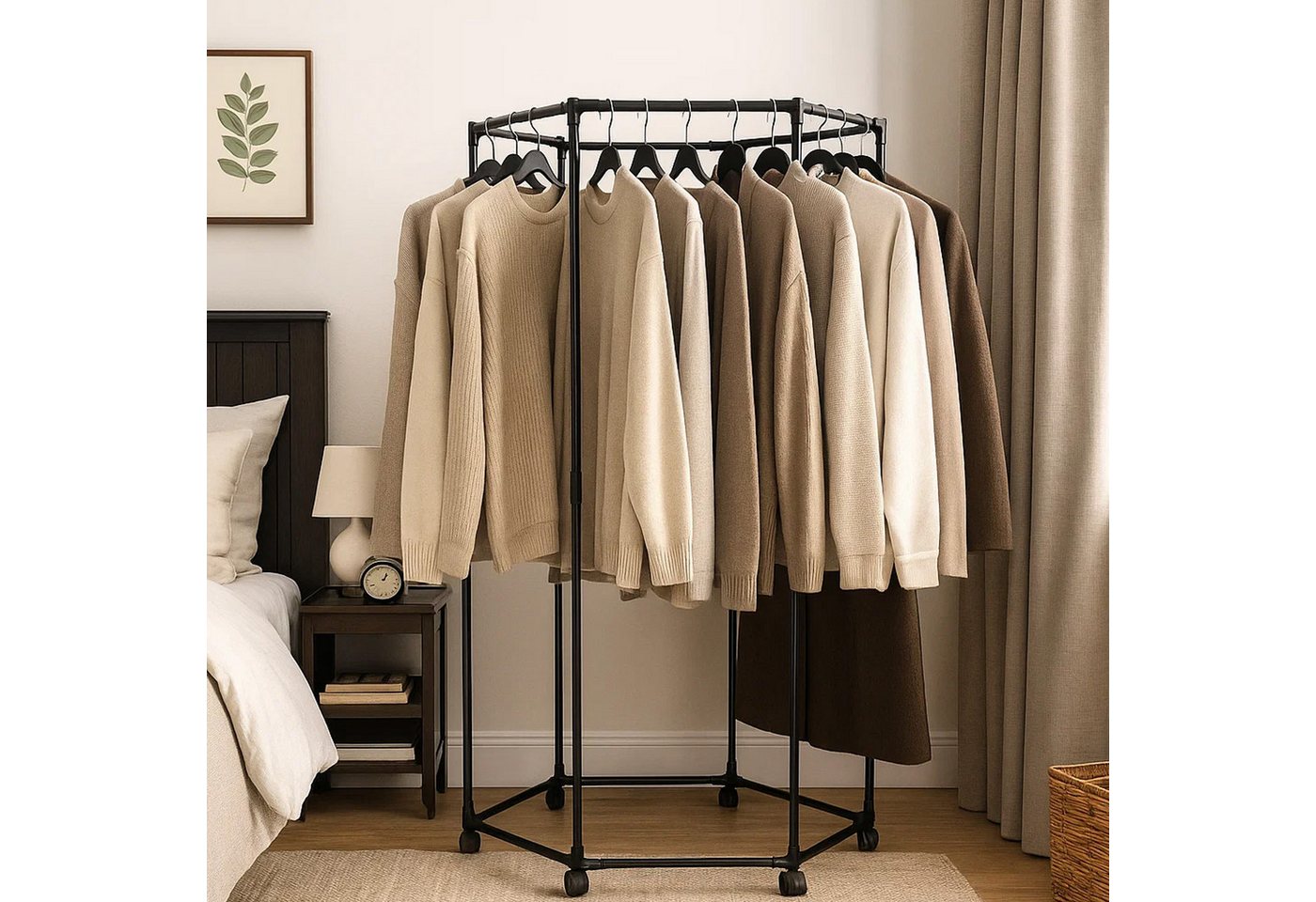 Youyijia Wäscheständer Wäscheständer, rollbarer Wäscheständer für Schlafzimmer – Bild 5 von 5