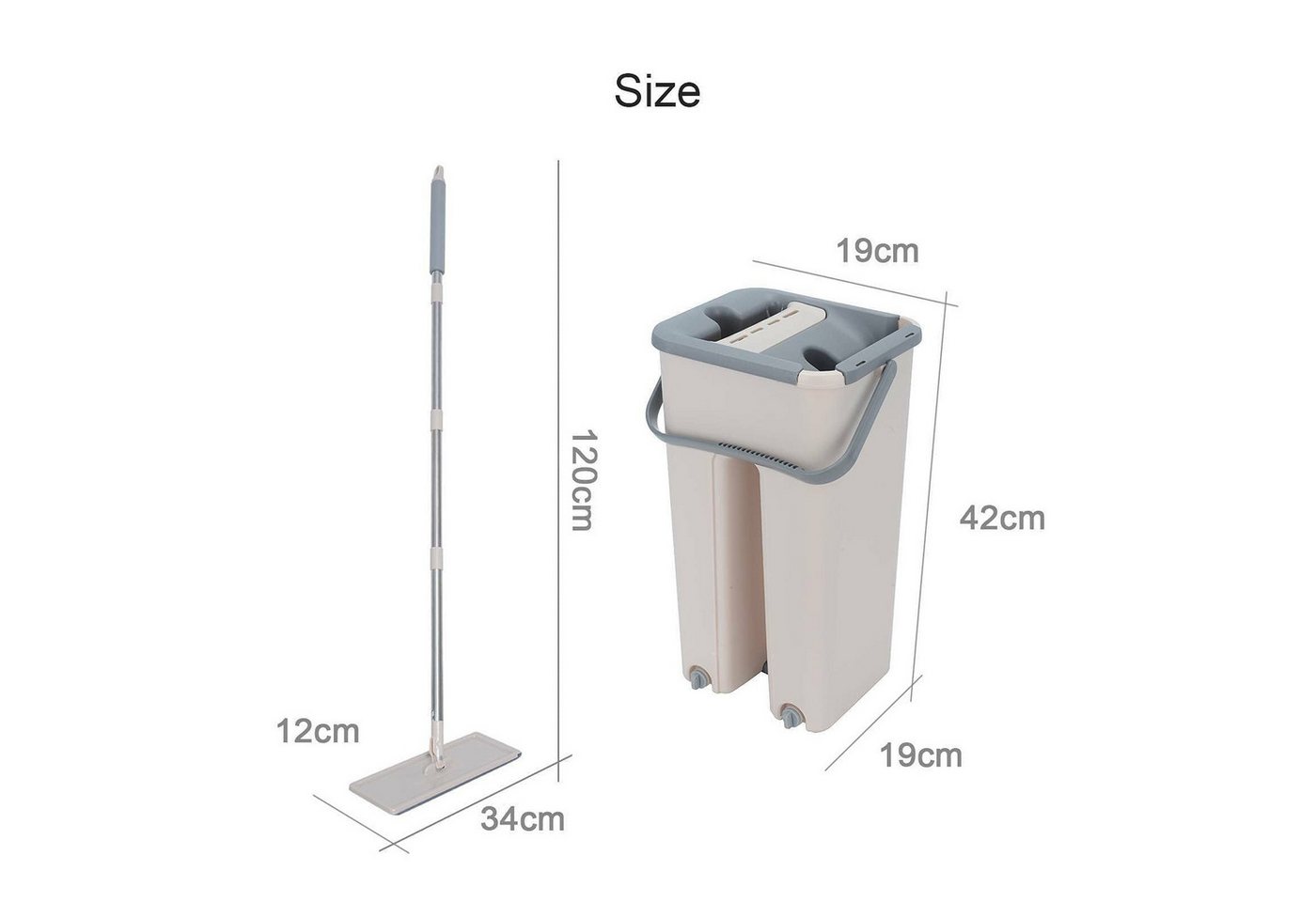 Youyijia Wischmopp Set mit Eimer – Flacher Bodenwischer mit Auswringfunktion Moppaufsatz – Bild 2 von 5