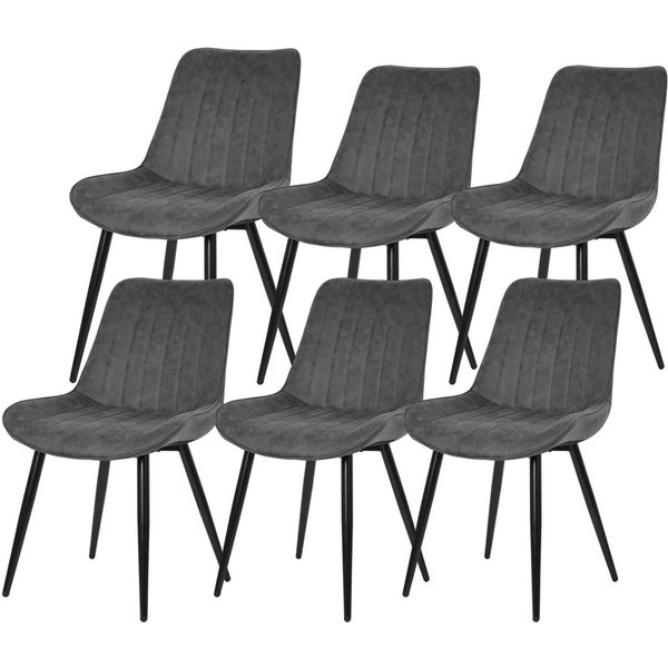 YOZI Esszimmerstuhl Esszimmerstuhl 6er Set Kunstleder Metallbeine gepolstert grau (6 St), 6er Set