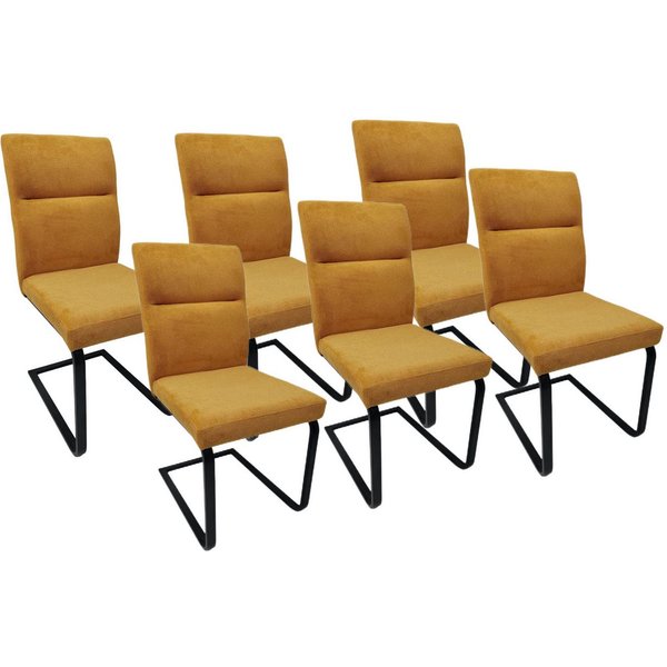 YOZI Freischwinger Freischwinger Esszimmer- Polsterstuhl Polyester Metall gelb (Packung, 6 St)