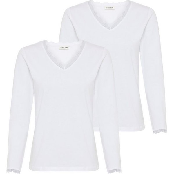 YSABEL MORA Langarmshirt BASIC COLLECTION COTTON WITH LACE (2er Pack) das perfekte Basic-Longsleeve für jeden Tag