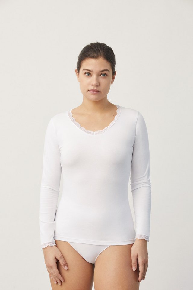 YSABEL MORA Langarmshirt BASIC COLLECTION COTTON WITH LACE (2er Pack) das perfekte Basic-Longsleeve für jeden Tag – Bild 2 von 5