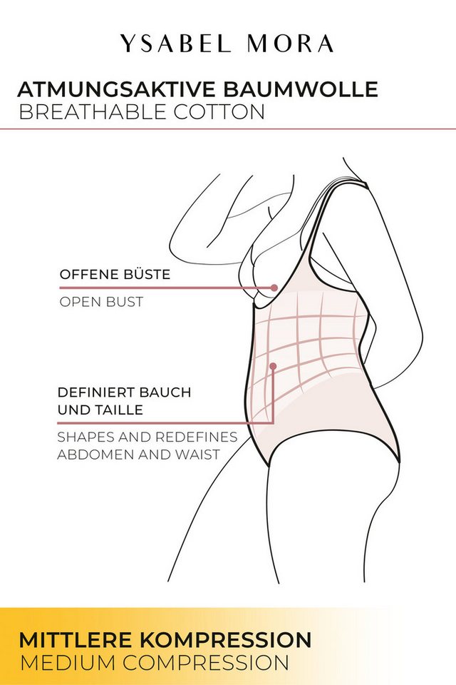 YSABEL MORA Shaping-Body mittlerer Form-Effekt, atmungsaktiv, Baumwollmix, elastisch – Bild 5 von 5