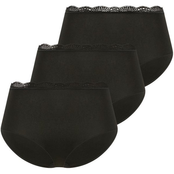 YSABEL MORA Taillenslip BASIC COLLECTION COTTON WITH LACE (3er Pack) hochgeschnitten und mit zarter Spitze verfeinert