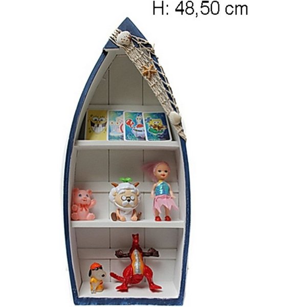 Yudu Deko-Wandregal Rega Boot Form Schiff Bootregal Fischernetz Muscheln Maritime Deko