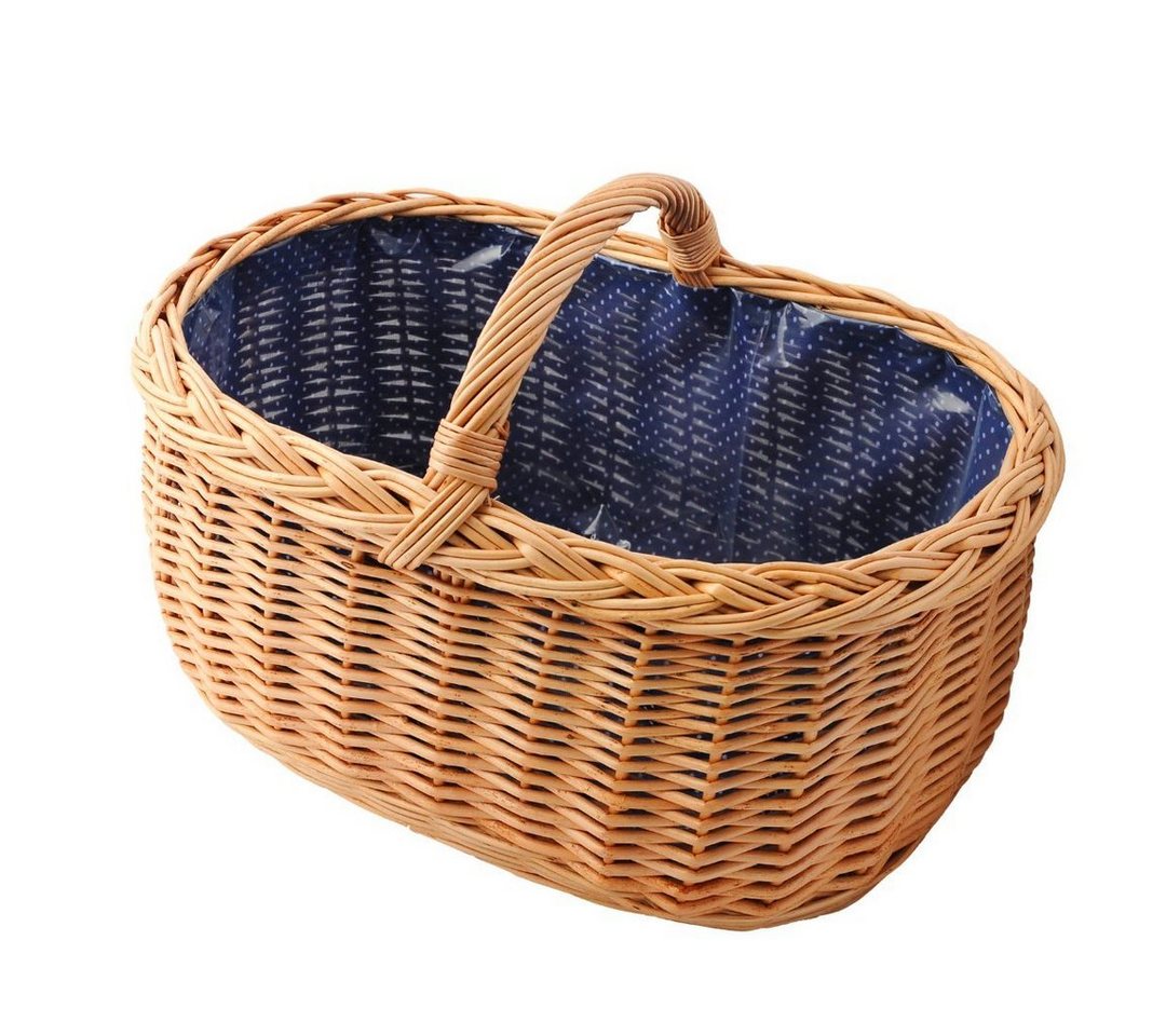 YULKA Einkaufskorb Weidenkorb BAGI BLAU 2 Flechtkorb mit folierter Stoffeinlage, 48 l, ökologisches Weidengeflecht, stilvoll und praktisch – Bild 2 von 4