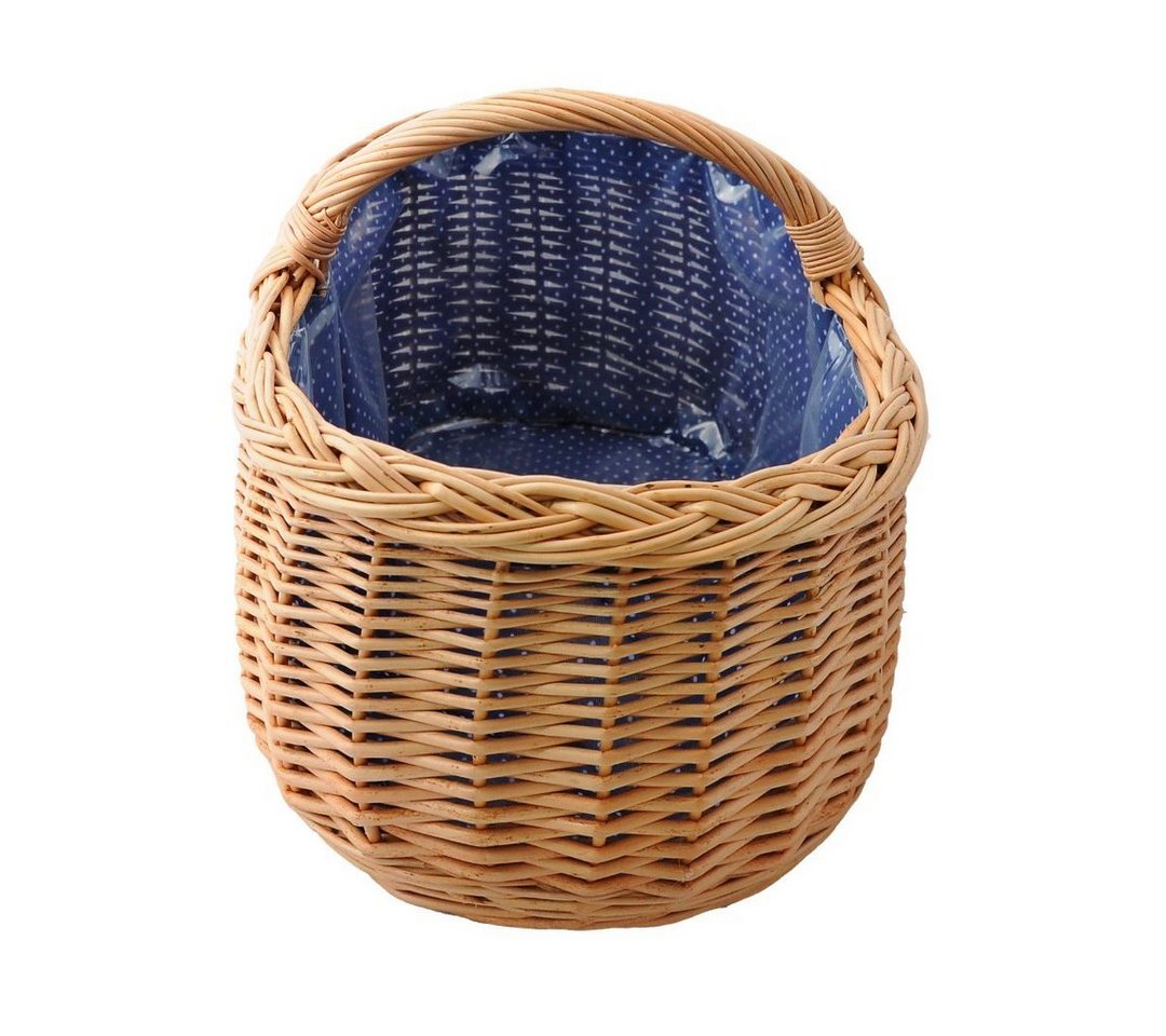 YULKA Einkaufskorb Weidenkorb BAGI BLAU 2 Flechtkorb mit folierter Stoffeinlage, 48 l, ökologisches Weidengeflecht, stilvoll und praktisch – Bild 3 von 4