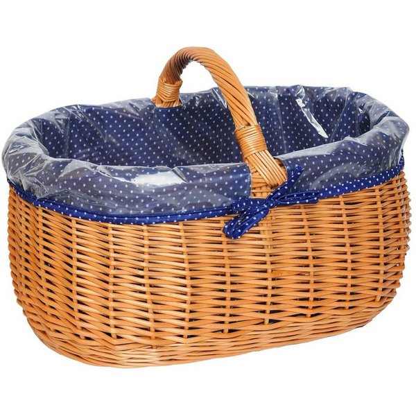 YULKA Einkaufskorb Weidenkorb BAGI BLAU Flechtkorb mit Henkel, 48 l, abnehmbare Einlage (blau), natürliches Weidenmaterial, nachhaltig