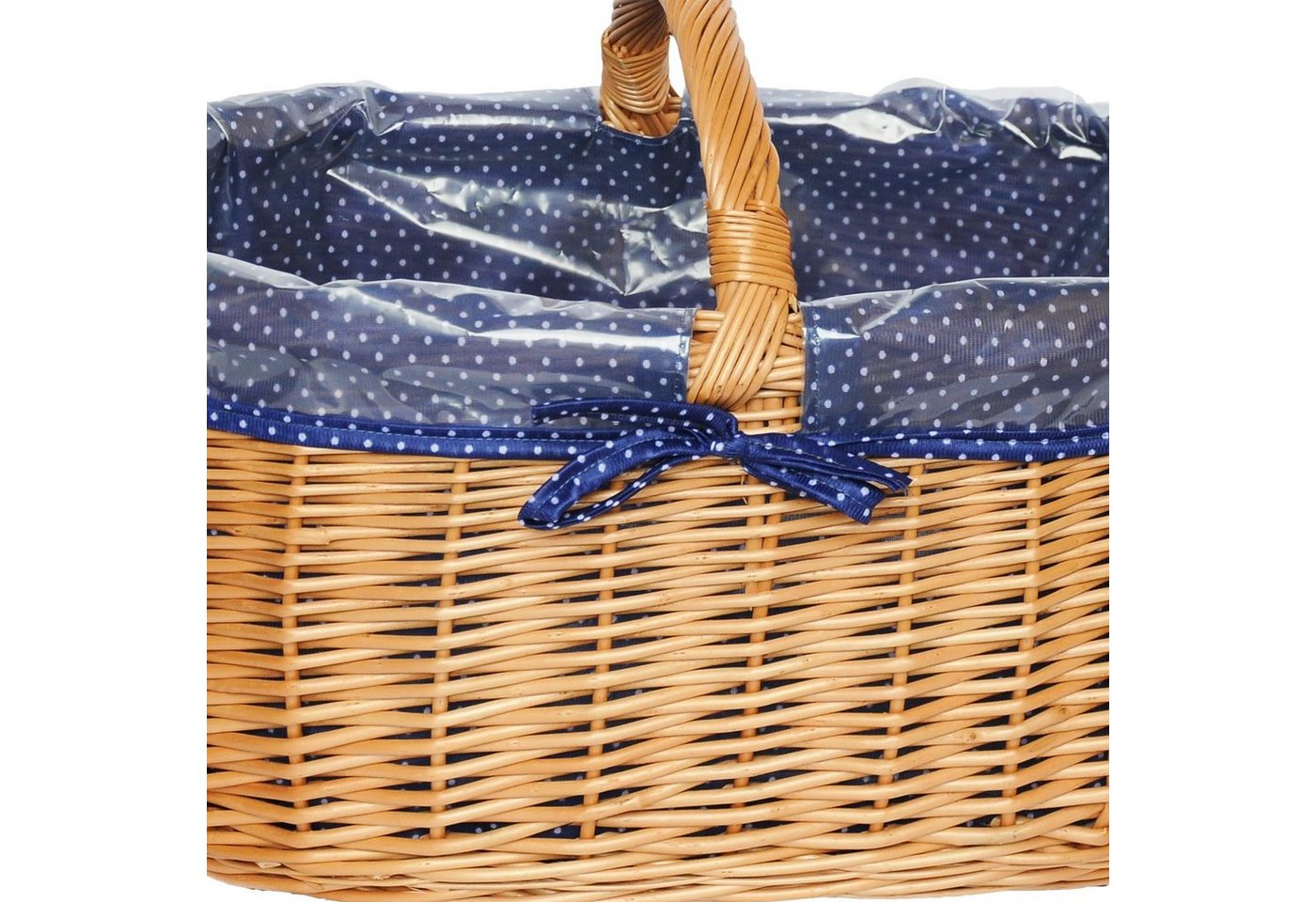 YULKA Einkaufskorb Weidenkorb BAGI BLAU Flechtkorb mit Henkel, 48 l, abnehmbare Einlage (blau), natürliches Weidenmaterial, nachhaltig – Bild 2 von 5