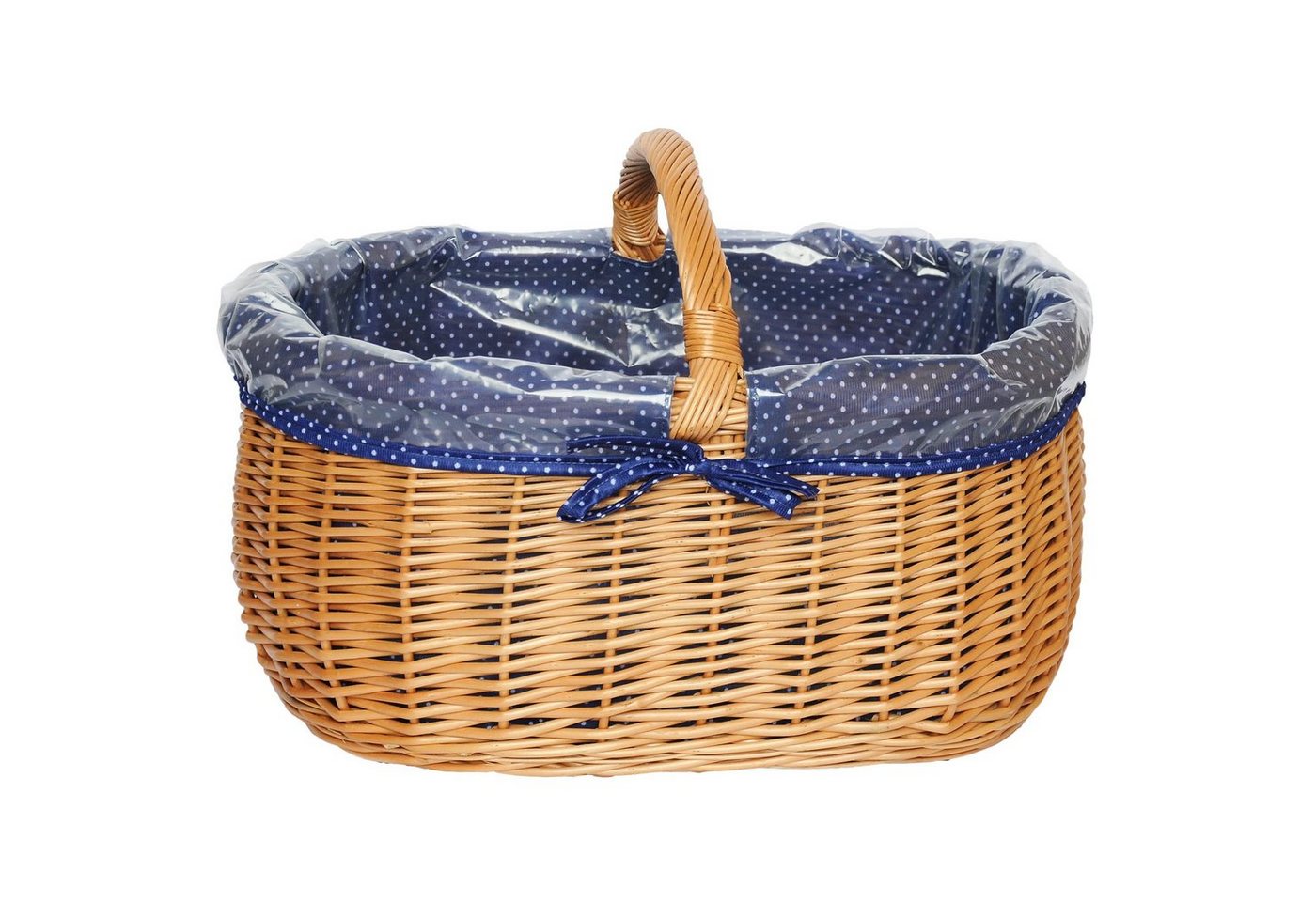 YULKA Einkaufskorb Weidenkorb BAGI BLAU Flechtkorb mit Henkel, 48 l, abnehmbare Einlage (blau), natürliches Weidenmaterial, nachhaltig – Bild 4 von 5