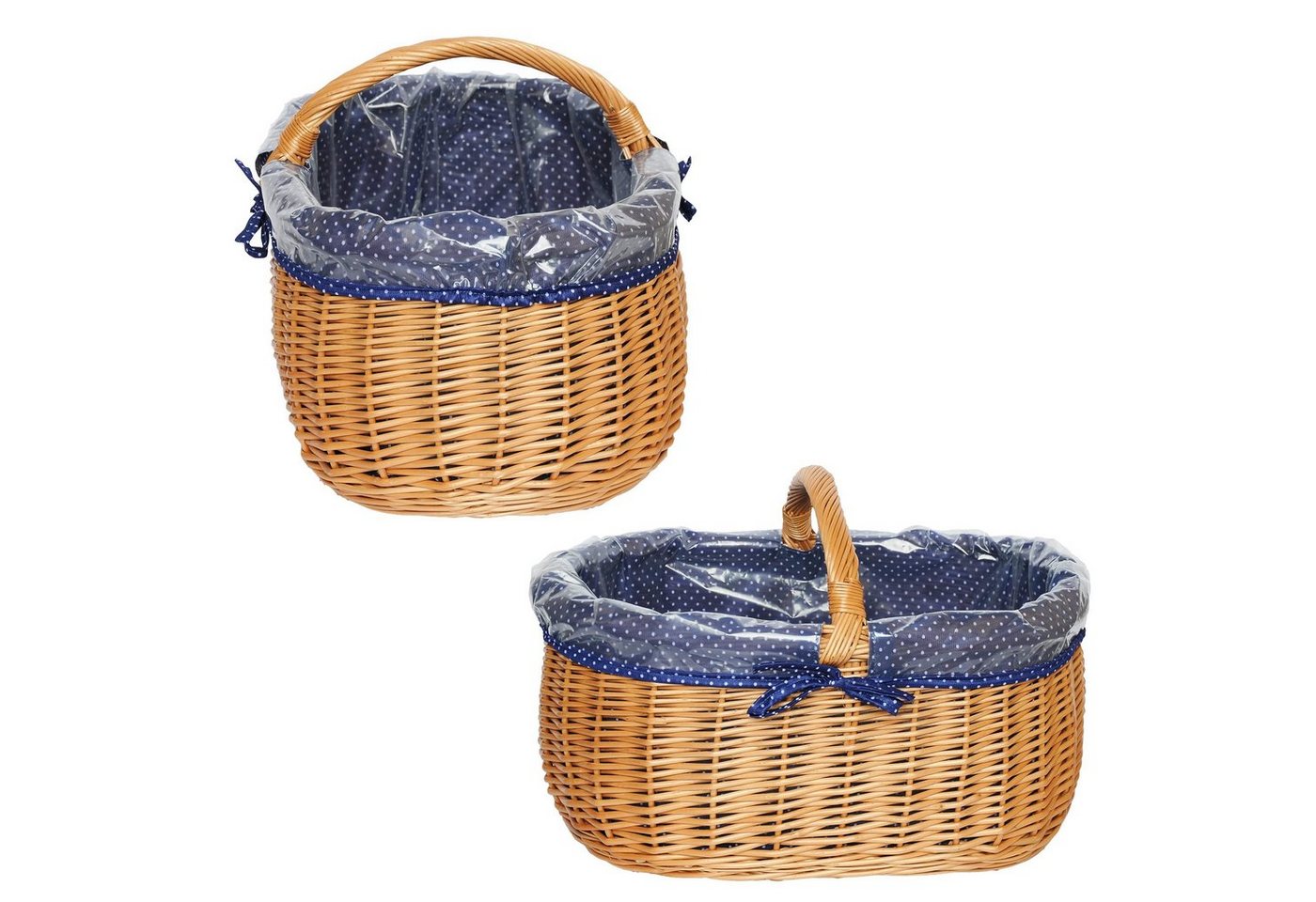 YULKA Einkaufskorb Weidenkorb BAGI BLAU Flechtkorb mit Henkel, 48 l, abnehmbare Einlage (blau), natürliches Weidenmaterial, nachhaltig – Bild 5 von 5