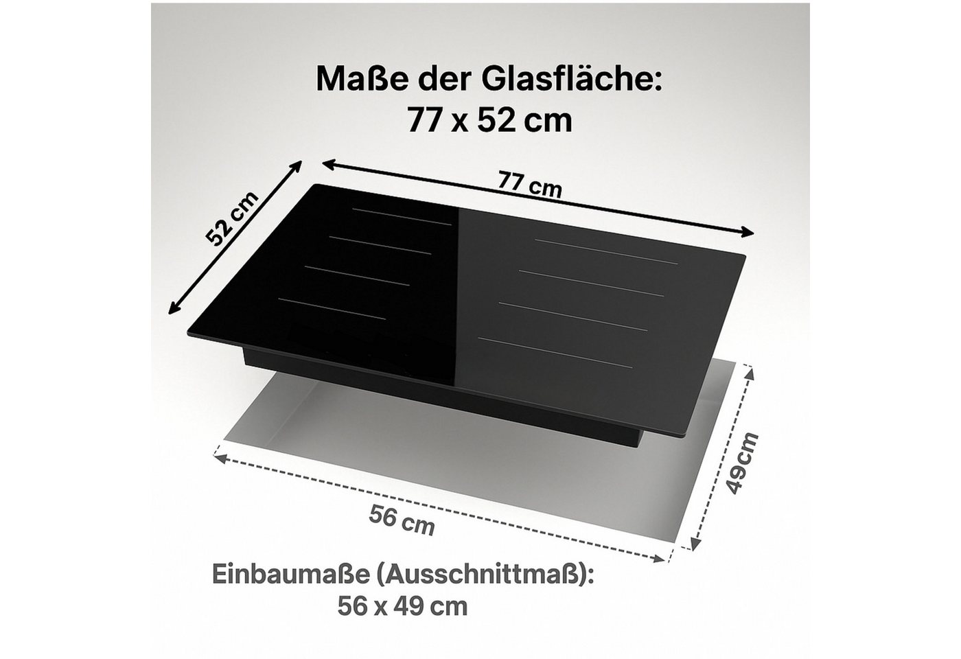 YUNA Flex-Induktions-Kochfeld Milagro IK77-2FZ, Flexzone, 77 cm breite – Bild 4 von 5