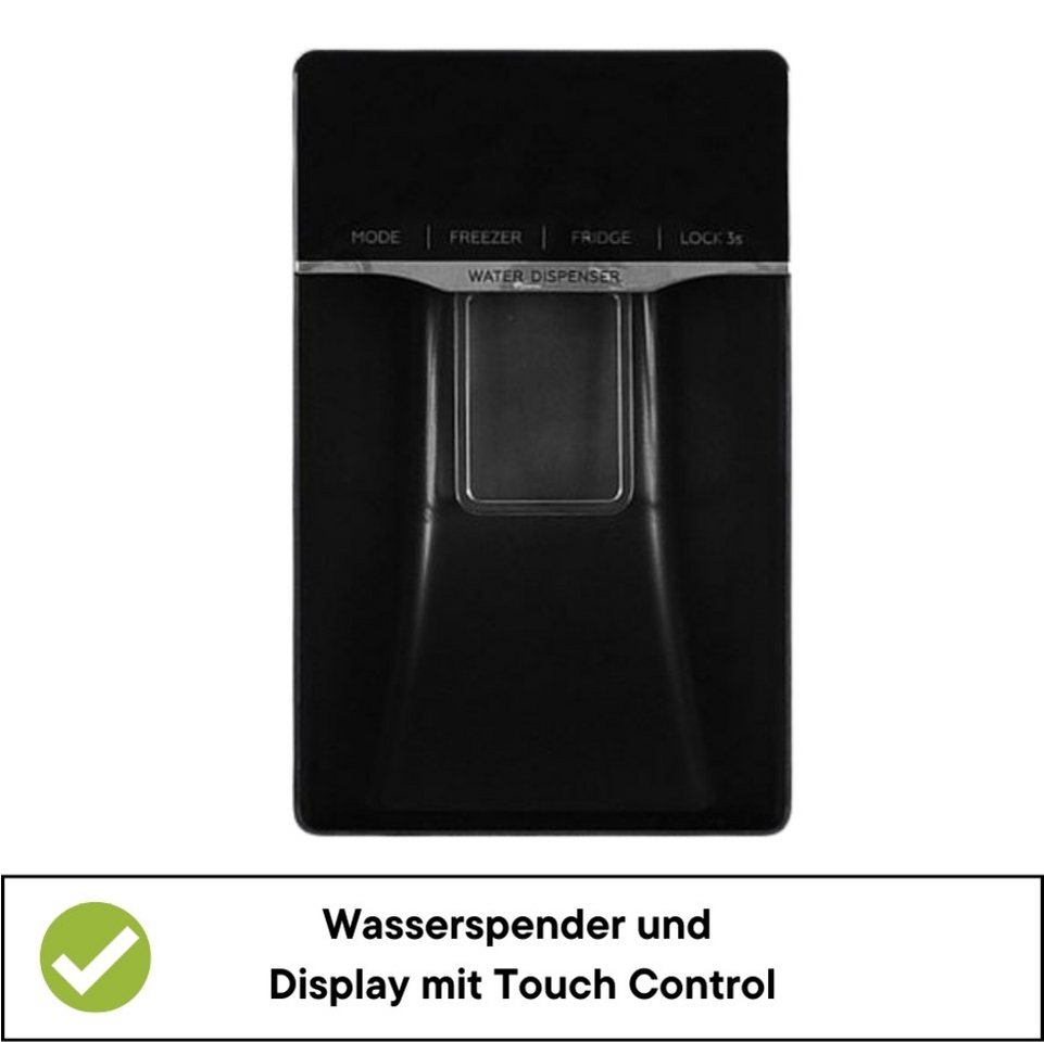 YUNA Side-by-Side Serebro Grande SBS-E, 177 cm hoch, 90 cm breit, Holiday Modus, Schnellgefrieren, Höhenverstellbare Füße – Bild 3 von 5