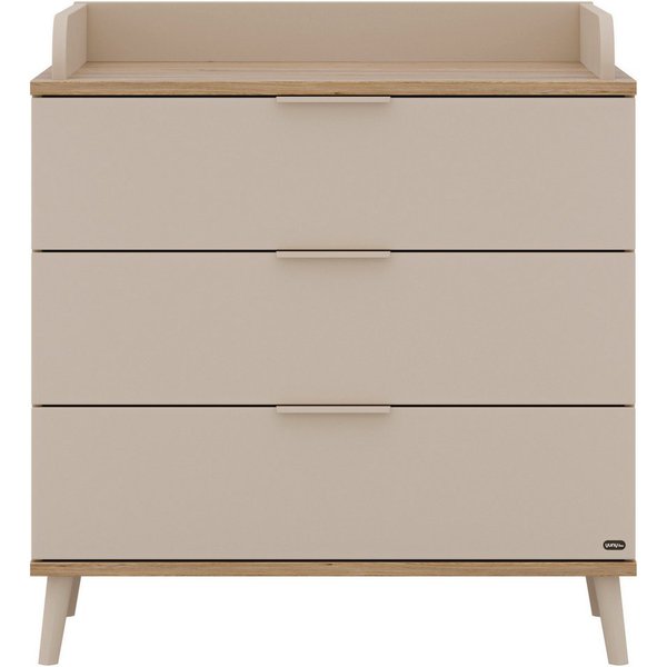 YUNY by PAIDI Wickelkommode HAZEL in Beige, 3 Schubladen mit Soft-Close, inkl. Wickelaufsatz, 95 cm Breite, Kommode mit abnehmbarem Aufsatz, geprüfte Sicherheit
