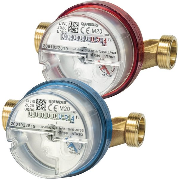 ZAEHLER.de Wasserzähler Qundis Q water 4 Verschraubungs-Wasserzähler Q3 = 2,5 m3/h 80 110 130, (Wasserzähler inkl. Dichtungen und Plobiermaterial), funkvorberei