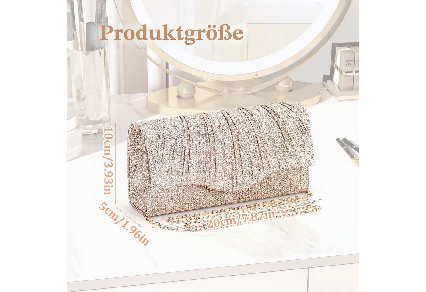 Zaewry Abendtasche Damen Clutch, Umschlag Clutch, elegante Handtasche, Braut Clutch geeignet für Hochzeiten, Partys und Bankette – Bild 3 von 5