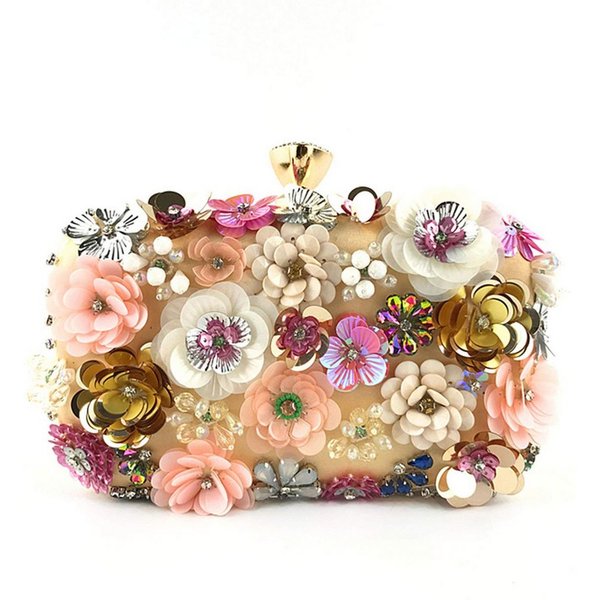 Zaewry Abendtasche Damen-Clutch mit Blumenmuster, Abendhandtasche, Schultertasche, mit Kettenriemen