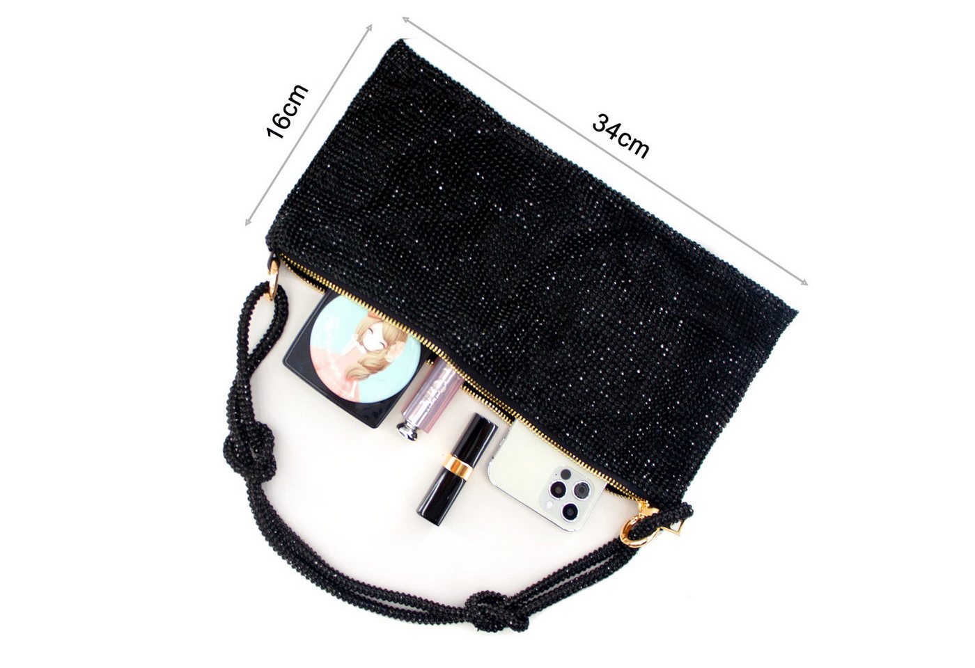 Zaewry Abendtasche Glitzernde Strass-Abendtasche, Clutch für Damen, elegante, kleine Handtasche für besondere Anlässe – Bild 5 von 5