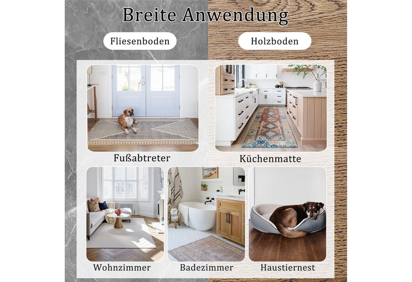 Zaewry Antirutsch Teppichunterlage Teppich-Greifer, rutschfest, waschbar, Vacuum Tech, (8-St), für Parkettboden Fliesen Rutschmatte 10x10cm 8 Stück – Bild 5 von 5