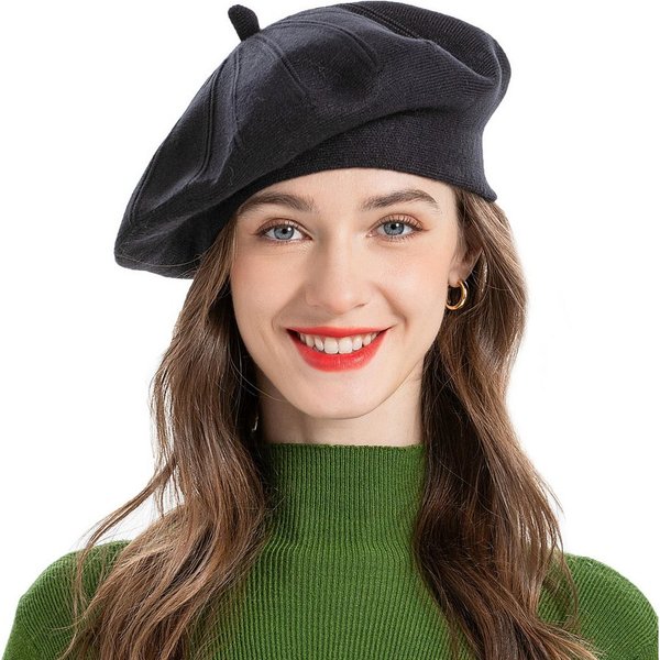 Zaewry Baskenmütze Damen,Weich Klassisch Einfarbig Französischer Stil Barett Retro Barett Künstler Klassische für Mädchen und Frauen