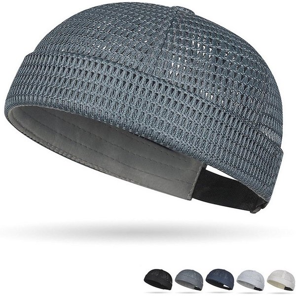 Zaewry Dockermütze Docker-Cap Herren Seemannsmütze Hafenmütze Basecap Randlose Docker-Mütze für Damen Herren Leichte Mesh-Totenkopf-Kappe