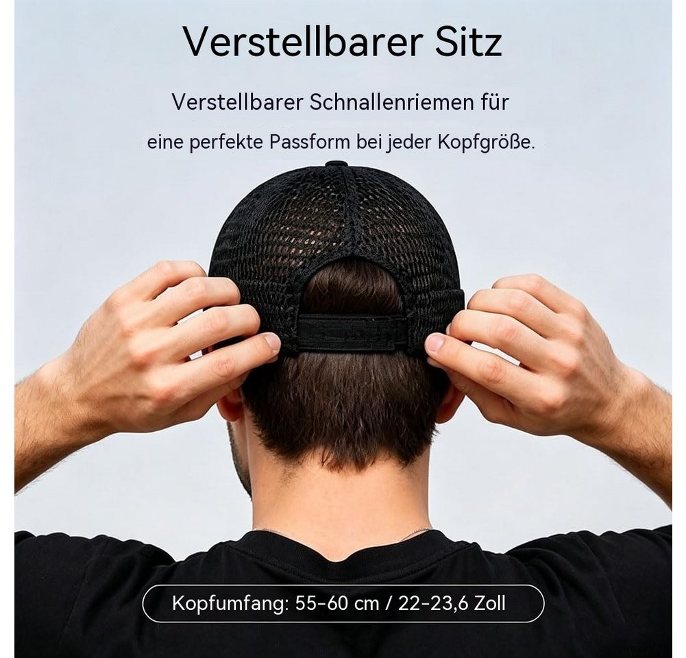 Zaewry Dockermütze Docker-Cap Herren Seemannsmütze Hafenmütze Basecap Randlose Docker-Mütze für Damen Herren Leichte Mesh-Totenkopf-Kappe – Bild 4 von 5