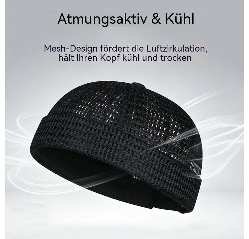 Zaewry Dockermütze Docker-Cap Herren Seemannsmütze Hafenmütze Basecap Randlose Docker-Mütze für Damen Herren Leichte Mesh-Totenkopf-Kappe – Bild 5 von 5
