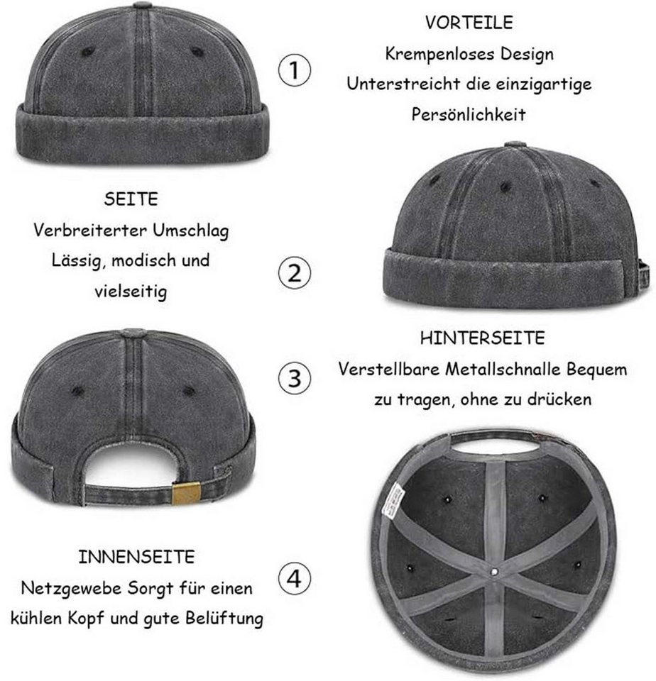 Zaewry Dockermütze Docker-Cap Herren Seemannsmütze Hafenmütze Basecap Tragbar – Bild 4 von 5