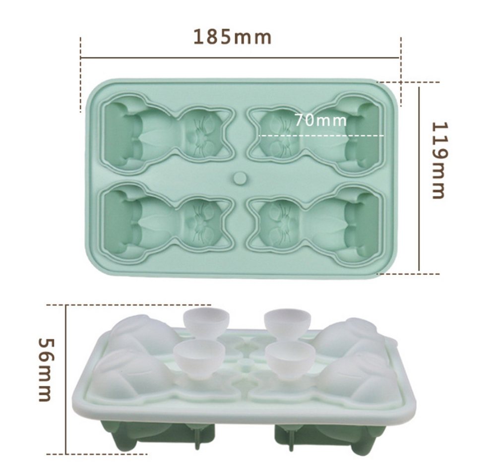 Zaewry Eiswürfelform Eiswürfelform Silikon Katze, Lustige Tier Eiswürfel Form mit Deckel, Silikonform für Whiskey & Cocktails – Bild 2 von 5