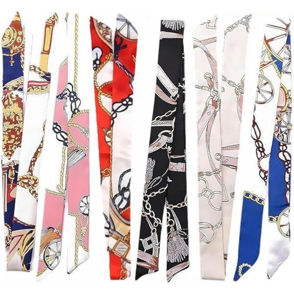 Zaewry Halstuch Handtaschen Schal, Satin Ribbon Seidentücher Scarf Damen, (6-St), (6-St)