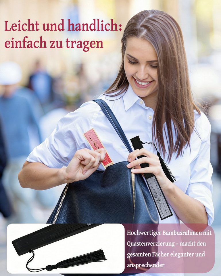 Zaewry Handfächer Quasten-Handfächer, Vintage-Faltfächer, geeignet für Geburtstage, Partys, Hochzeiten und Fotoshootings. – Bild 4 von 5