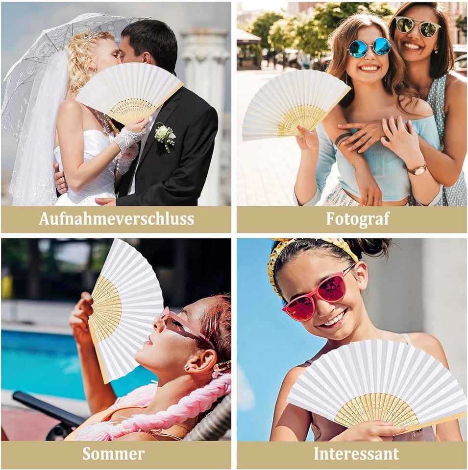 Zaewry Handfächer Quasten-Handfächer, Vintage-Faltfächer, geeignet für Geburtstage, Partys, Hochzeiten und Fotoshootings. – Bild 4 von 5