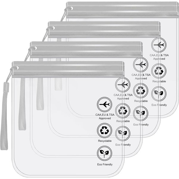 Zaewry Kulturbeutel Transparent Kulturtasche,Flugzeug Beutel Flüssigkeiten 20 x 20 cm (1 Liter Beutel Flugzeug Reisebeutel, Waschtasche für Damen & Herren, 6-tl