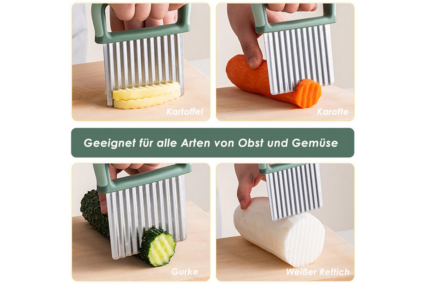 Zaewry Messerwelle Wellenschneider, Pommes Wellenmesser, Wellenmesser mit Schutzhülle, Wellenmesser Rostfreier Stahl – Bild 4 von 5