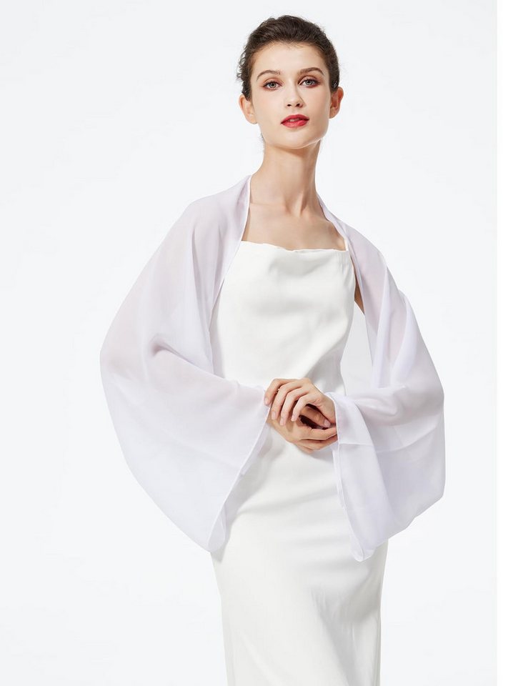 Zaewry Modeschal Damen Chiffon-Bolero, locker geschnitten, mit langen Ärmeln, ideal als Überwurf für Sommerhochzeiten, Abendveranstaltungen – Bild 2 von 5
